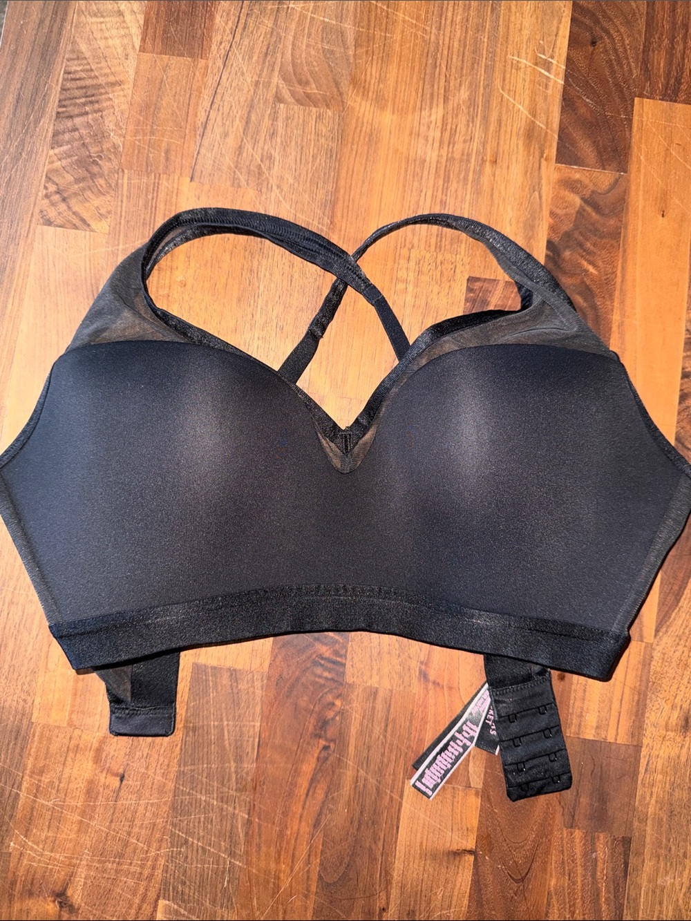 Victoria’s Secret V-Neck Mesh-Trim Sports Bra - Black
